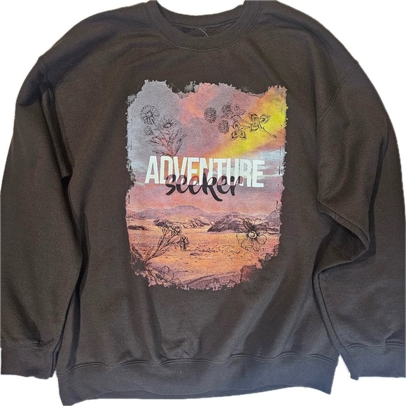 Trust The Universe Adventure Seeker Sweatshirt Womens Large Black Positive Vibes - Picture 1 of 5